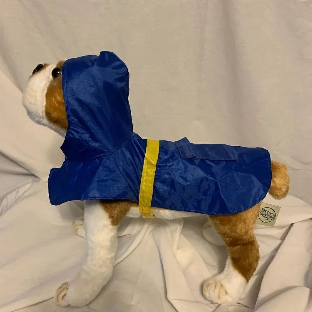 Paws & Claws Blue and Yellow Doggie Raincoat Sz S
